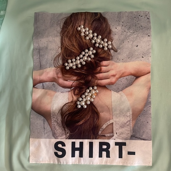 Miss Mia Mia Mint Green Balloon Sleeve Spandex T-shirt Top Size Medium - Picture 12 of 16